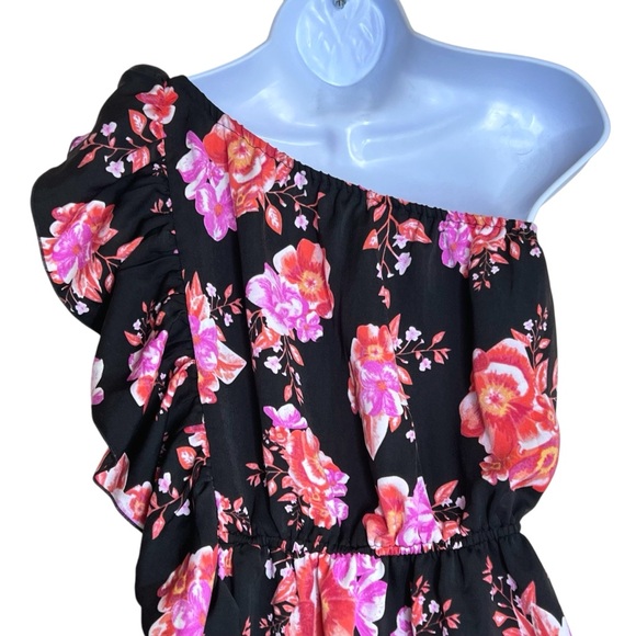 Tularosa Costa Floral Ruffle Mini Dress XS NWT Black Asymmetric Boho Feminine - Picture 3 of 12